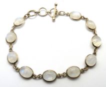 A silver and moonstone bracelet, stamped 925, 20.5cm in length.