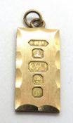 A 9ct gold ingot pendant, 8g.