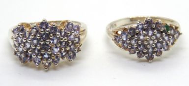 Two silver cluster rings, size K/L.