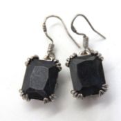 A pair of blue stone earrings, stamped 9