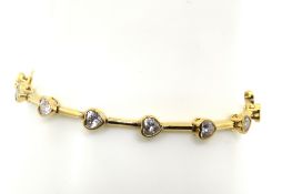 A silver and white stone heart bracelet, hallmarked 925.