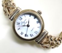 A ladies wristwatch with 925 silver strap.