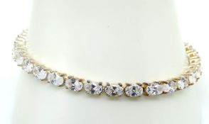 A substantial hallmarked silver and white stone bracelet.