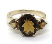 A 925 silver three stone cocktail ring s