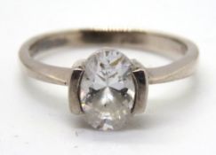 A 925 silver and white stone solitaire r