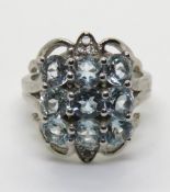 A silver blue stone ring size J/K