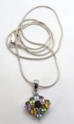 A 925 silver multi colour pendant on 925 silver chain.