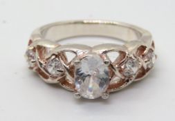 A 925 silver and white stone ring, size