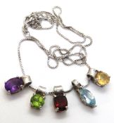 Five 925 silver birthstone pendants on 925 silver chain.