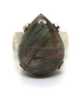 A silver and pear cut hardstone ring, size K/L.
