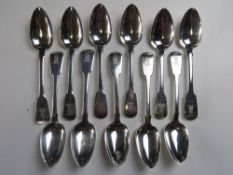 To match above lot; A set of twelve HM silver tablespoons having matching engraved crests upon,