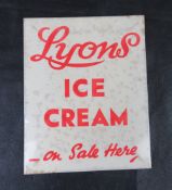 A retro Lyons Ice Cream board advert.
