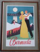 A copy of a 1930s Bermuda poster, artwork by Adolph Treider, in frame, 74 x 55cm overall.