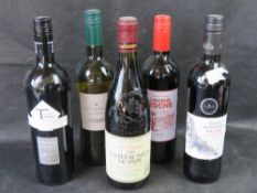 Five bottles of wine including Chateauneuf du-Pape.