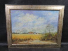 An original painting, signed lower right indistinct, framed, titled Stormy Days.
