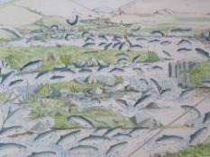 Signed print; The Last Day of the Season, signed by the artist Charles Dunn, framed and mounted,