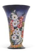 MOORCROFT ENGLAND PATTERN POTTERY VASE, CIRCA 1994, circa 1994, of trumpet form, tubelined