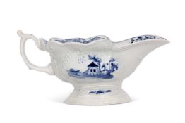 WORCESTER HIGH FOOTED SAUCEBOAT c1755 painted with the Triangular platform pattern