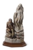 A LARGE CAPODIMONTE STATUE OF MICHELANGELO BY G CORTESE limited edition of 400 this example numbered