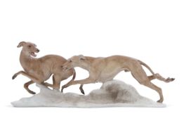 Rosenthal Model of Running Greyhounds mid 20th Century after Fritz Heidenreich, factory mark in