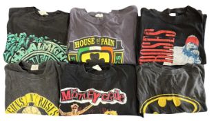 A collection of vintage tour t-shirts, to include: Guns 'n' Roses, Motley Crue, House of Pain, The