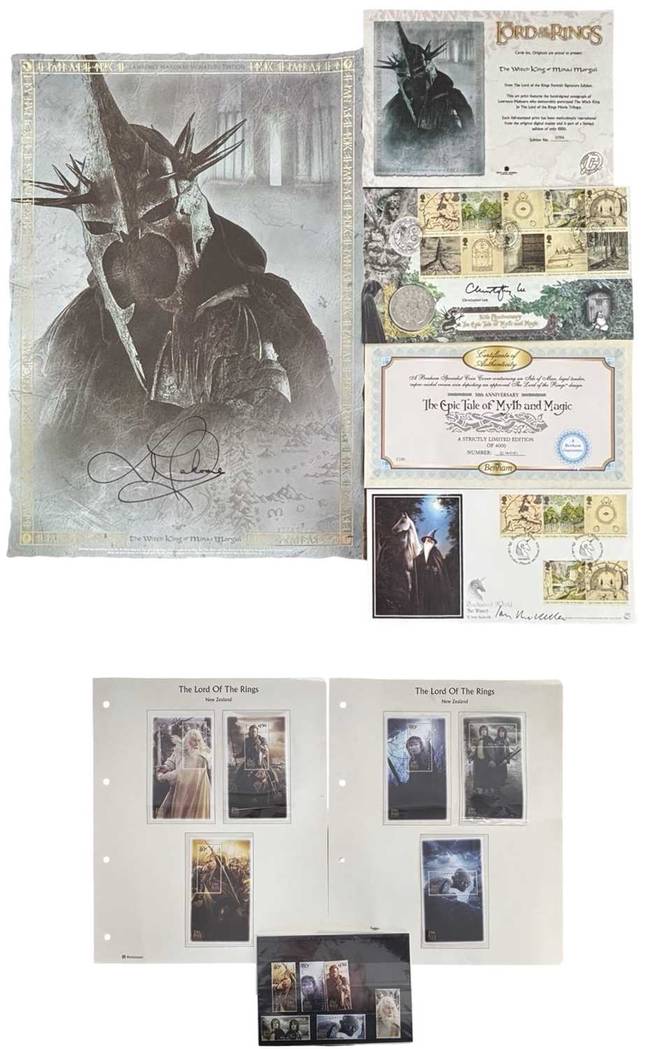 SIGNED LORD OF THE RINGS: A mixed lot of ephemera signed by the cast, to include: - The Witch King