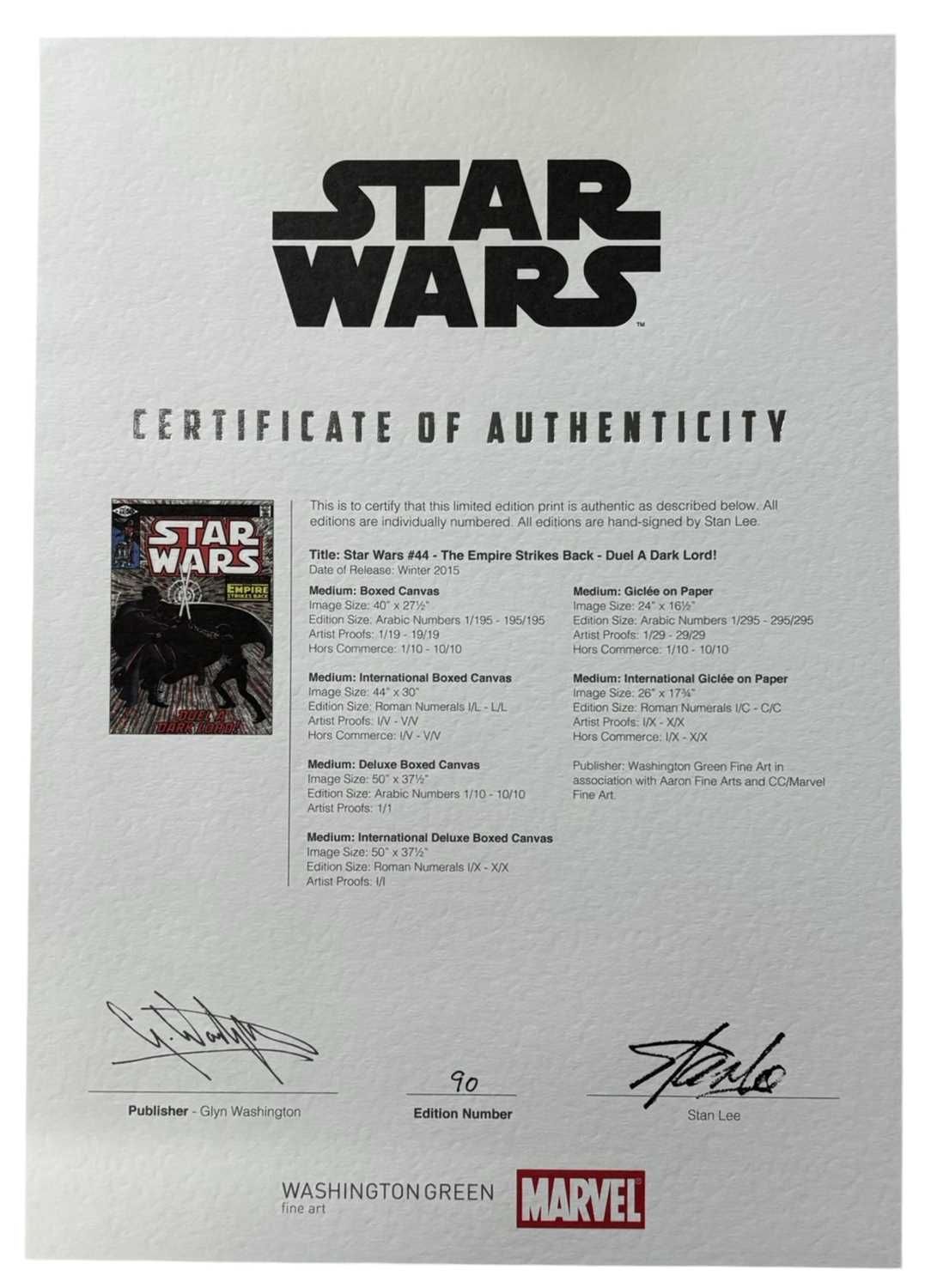 MARVEL STAR WARS LIMITED EDITION PRINTS [SIGNED]. Washington Green and CC/Marvel Fine Art. A set - Image 13 of 16