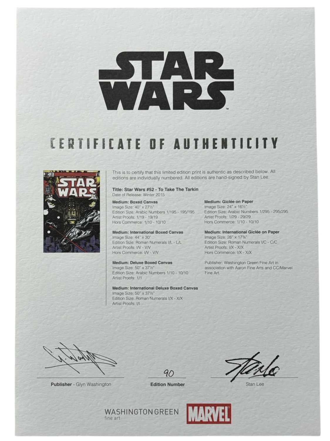 MARVEL STAR WARS LIMITED EDITION PRINTS [SIGNED]. Washington Green and CC/Marvel Fine Art. A set - Image 10 of 16