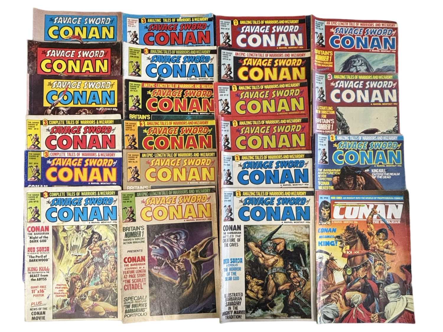 THE SAVAGE SWORD OF CONAN, #5, 9, 12 - 15, 17, 20 - 21, 23, 25, 28 - 30, 32 (x2), 34 (x2), 35, 37,