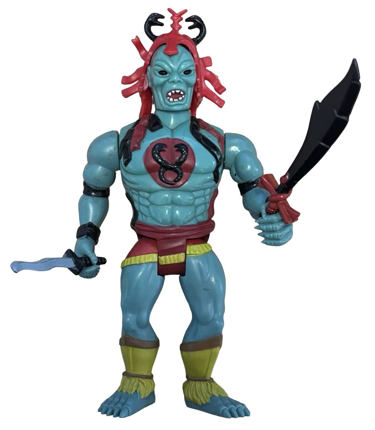 A 1985 Thundercats Mumm Ra action figure, marked Telepix / LJN Toys Ltd (lacking light up