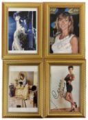 Four small framed and glazedphotographs bearing the signature of Celine Dion (Unauthenticated by
