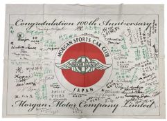 MORGAN MOTOR COMPANY. Morgan Sports Car Club Japan banner, celebrating the 100th anniversary of