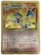 POKEMON TCG 1999: First edition Charizard holographic, 4/102. Played, chipping to card edges and