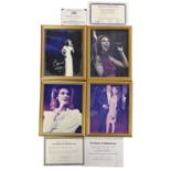 Four framed and glazed 8x10 photographs bearing the signature of Celine Dion [with COAs] (