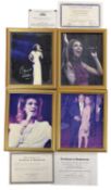 Four framed and glazed 8x10 photographs bearing the signature of Celine Dion [with COAs] (