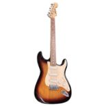 A legend 6-string Stratocaster electric guitar in burnt sunburst