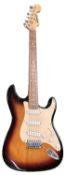 A legend 6-string Stratocaster electric guitar in burnt sunburst