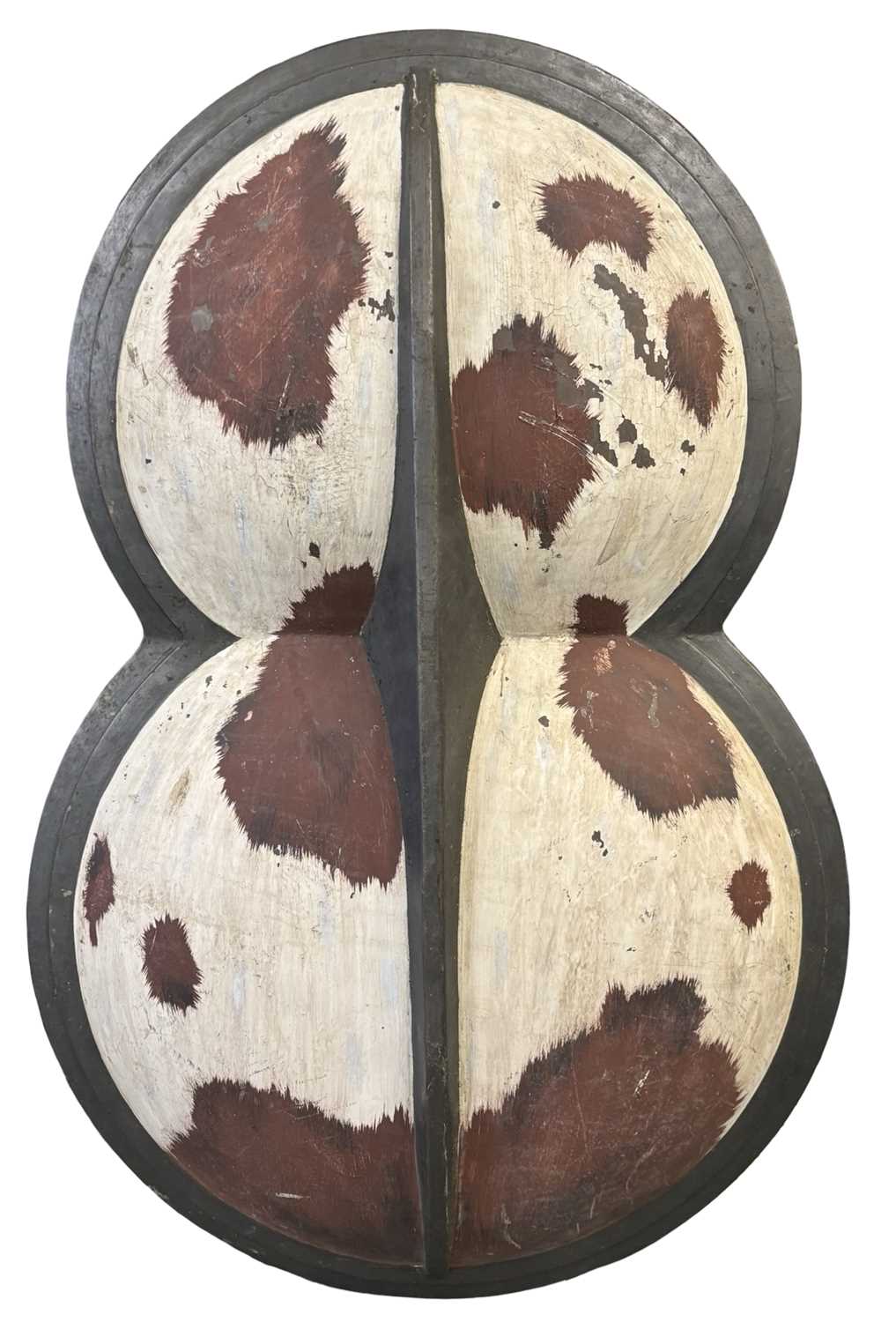 A fibreglass figure 8 Mycenaean prop shield, purportedly used during the filming of JASON AND THE