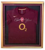 An Arsenal Commemorative shirt (for the last game at Highbury), bearing the signatures of Thierry