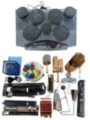 A Yamaha electronic drum machine, together with a collection of various woodwind and percussion