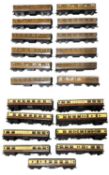 A collection of various Hornby Dublo 00 gauge coaches in brown livery