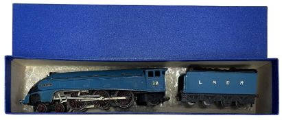 A Hornby 00 gauge 4-6-2 LNER Sea Eagle locomotive and tender in blue livery (repainted), in blue