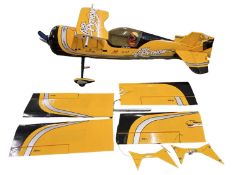 A Pitts Python advanced remote-controlled racing aeroplane, with engine