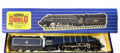 A boxed Hornby Dublo 00 gauge 4-6-2 BR Mallard locomotive and tender, #60022 in blue livery