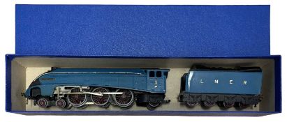 A Hornby 00 gauge 4-6-2 LNER Capercaillie locomotive and tender in blue livery (repainted), in