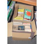 Two boxes of various Ordnance Survey maps, vintage books etc