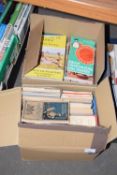 Two boxes of various Ordnance Survey maps, vintage books etc