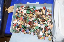Case containing a quantity of novelty football figures