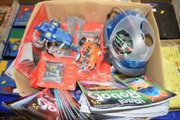 Box containing a large quantity of assorted robot interest magazines and items