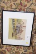 Framed watercolour study 